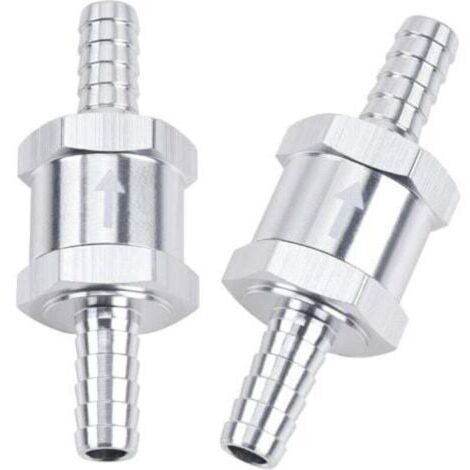 Clapet Anti-retour 1/4" (6 mm) en Alliage d'Aluminium Argenté Lot de 2 pour Carburant/Essence/Diesel/Huile (1/4)