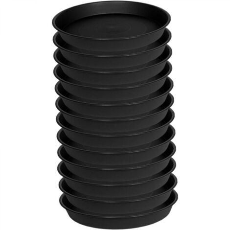 Soucoupe pour Pots de Fleurs Noir 15.8x15.8x2 cm, Lot de 12, Plastique Résistant Intérieur/Extérieur (1/4)