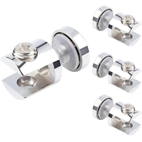 [Supports d'étagère en verre Qrity] + [Pinces chromées en alliage zinc] + [Serrage antidérapant réglable pour 5-10mm, pack de 4] (1/4)