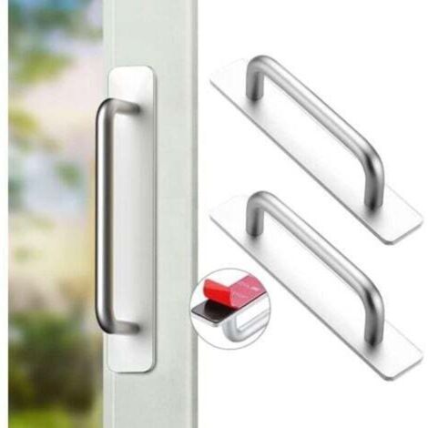 Poignée coulissante auto-adhésive 148 cm (2 pièces) argentée aluminium (1/4)