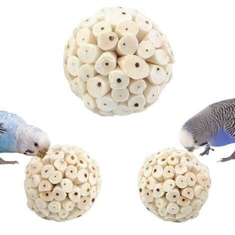 Balles à mâcher naturel pour oiseaux chinchillas hamsters solatiles plantes diamètre 6cm lot de 3 (1/4)