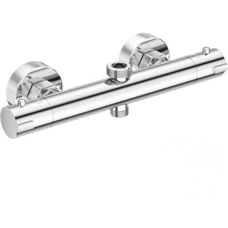 Mitigeur Douche Thermostatique Anti‑brûlure G3/4" + G1/2" Chrome – Double Sortie, Corps Laiton, Température Stable, 150 mm