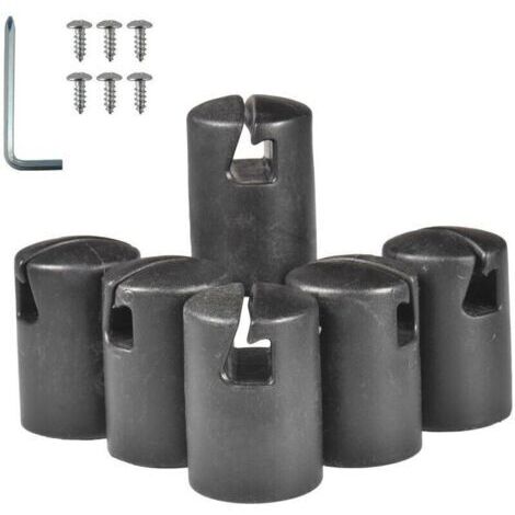 Embouts de Poteaux pour Trampoline Noir Pack de 6 avec Vis – Haute Densité PP 32mm Diamètre (1/4)