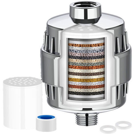 Filtre de douche universel 20 étapes + 1 filtre purificateur - Purificateur d'eau dure éliminant métaux lourds & sédiments (1/4)