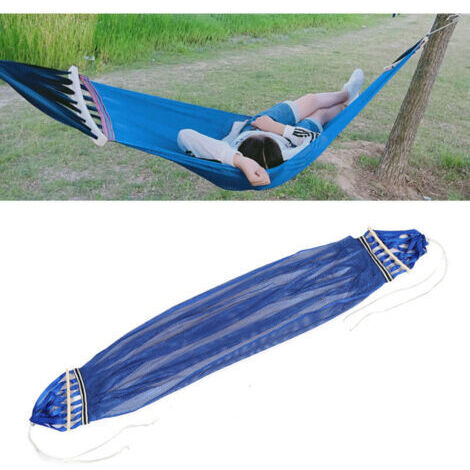 Hamac Anti-Roulement en Nylon Bleu avec Sac de Rangement, 200x135cm pour Extérieur/Intérieur (1/4)