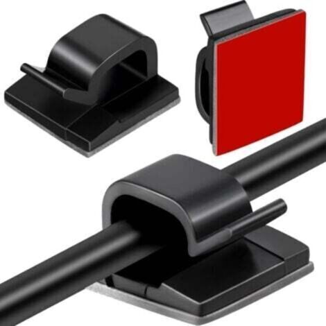 [Organiseurs de Câbles] 60pcs Adhésifs Plastique Nylon Noir - Clips Fixation Gestion Câbles (1/4)