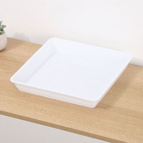 Soucoupe carrée 15×15 cm Blanc - Bac à plantes en plastique pour jardin intérieur/extérieur - 2 pièces (1/4)