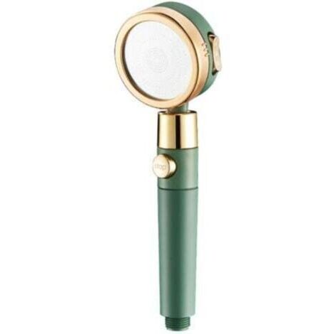 Pomme de douche - ABS Vert - 25 cm avec 4 modes (haute pression, massage, pluie) + filtre remplaçable et arrêt instantané (1/4)