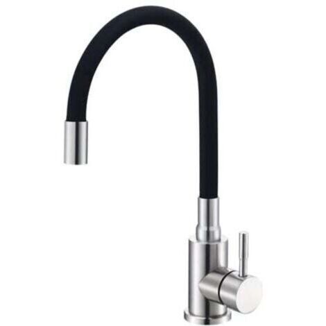 Robinet de Cuisine Flexible Noir - Mitigeur à Bec Rotatif 360°, Acier Inoxydable (1/4)