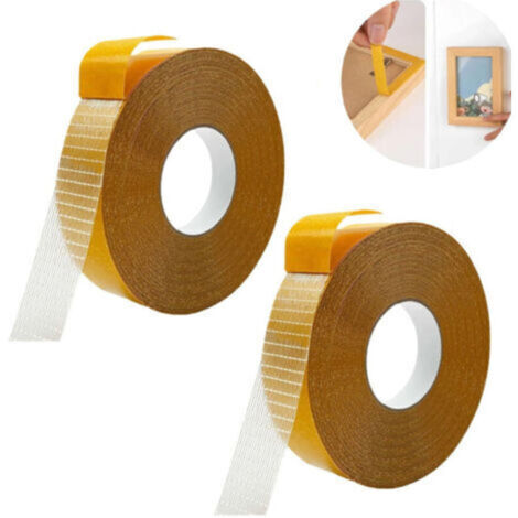 Ruban adhésif double face 1 pouce x 33 pieds Polyéthylène et tissu maillé Ultra-résistant Transparent Multifonctionnel tapis vêtements (1/4)