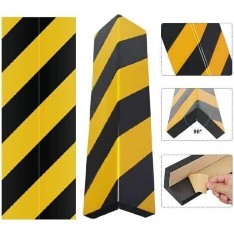 Paire de Protections d'Angle en Mousse EVA Auto-Adhésives, 40x15 cm, Réfléchissant Jaune/Noir, pour Portes de Garage et Colonnes.