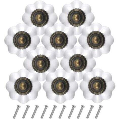 Poignées de Tiroir Vintage Bronze 10PCS, 30MM Blanc, Acrylique et Acier Inoxydable (1/4)