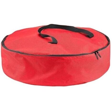 Sac de rangement pour couronne de Noël (60 cm diamètre) 1 pièce - Rouge Tissu Oxford Imperméable - Stockage décorations festives (1/4)