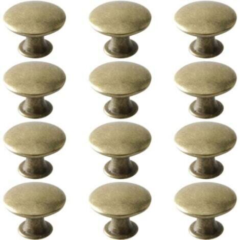 Lot Vintage en Laiton Rond Boutons de Tiroir 12, Poignée Meuble Ancien, Cuisine Salle de Bain, 30x21mm (1/4)