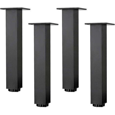 Ensemble de 4 pieds de meuble réglables en aluminium (35 cm/13,8 po) pour table basse et canapé, noir avec vis