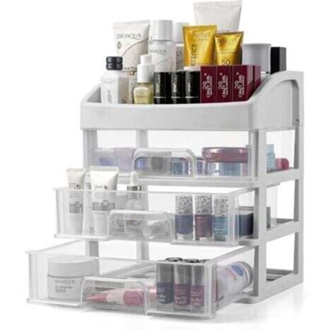 Organisateur 3 Tiroirs Transparent - Rangement Makeup Cosmétique pour Salle de Bain et Bureau (1/4)