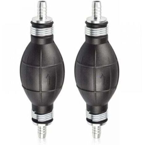 Pompe à essence manuelle 8mm - 2PCS Poire d'amorçage caoutchouc & aluminium pour voitures, motos, bateaux - Noir - Transfert rapide carburant (1/4)