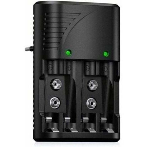 Chargeur Rapide Multifonction Intelligent C-802 avec Prise Intégrée pour Piles AA AAA 9V NiMH NiCd, Tension 100-240V, LED Indicatrice, Charge Automatique et Protection Multiple (1/4)