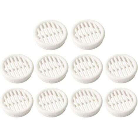 Grilles de ventilation rondes blanches plastique encastrement 39.5mm Lot de 10 cache plafond mur menuiserie (1/4)