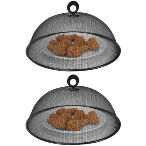 Cloche anti-mouches Lot de 2 filets alimentaires en maille métallique 28cm réutilisable pour pique-nique camping et usage quotidien, durable et facile à utiliser