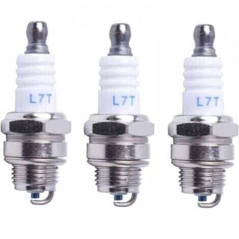 Pack de 3 Bougies d'Allumage L7T Compatible Husqvarna et Stihl (NGK BPMR7A, Bosch WSR6F) pour Tronçonneuses et Tondeuses (1/4)
