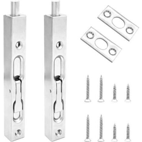 Loquet Porte 15cm [Acier Inoxydable] 2 Pièces - Loquet Dissimulé Coulissant Flush Bolt, Garantie, Facile à Installer