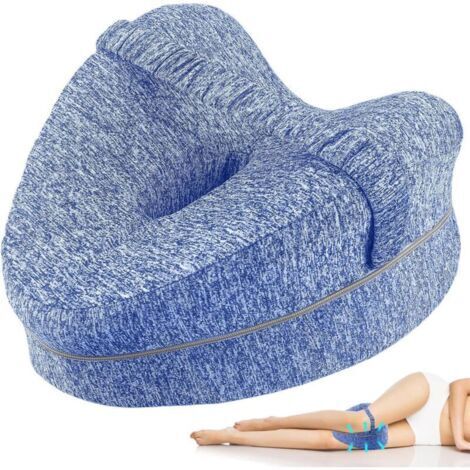Oreiller Orthopédique pour Genoux Bleu - Forme Coeur Confortable avec Housse Amovible (1/4)