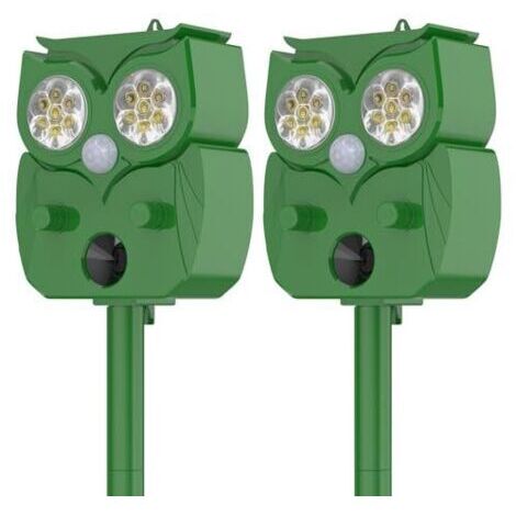 Répulsif Ultrason Animal Lot de 2 IP65 Anti Chats Pigeons Cerfs Étanche Recharge Solaire USB Détection 120° 10m (1/5)