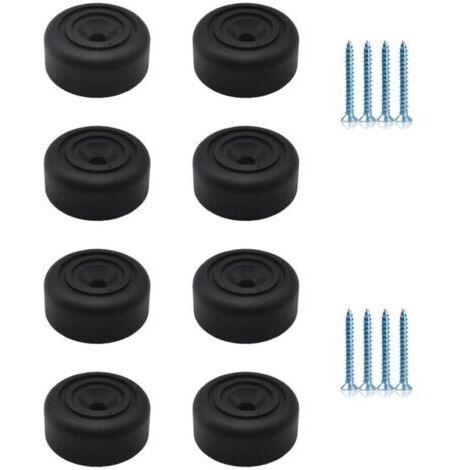 Pieds de meuble en plastique noir Ø33xH13mm - 8 pièces avec vis pour table, chaise, canapé et armoire (1/4)