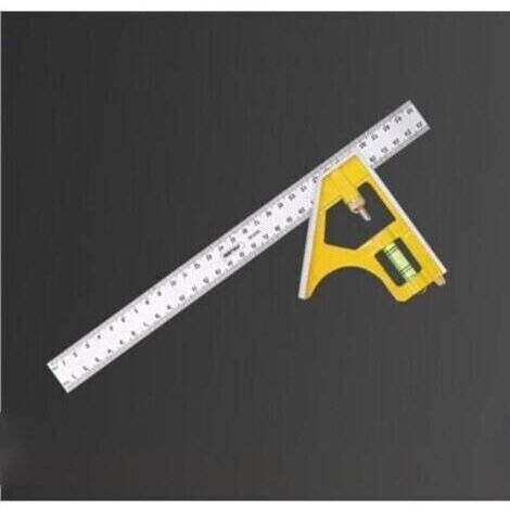 Équerre Multifonction 300 mm - Règle Inox avec Niveau 45°/90° pour Mesures Précis (1/4)