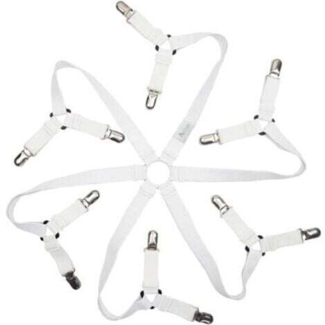 Cadre réglable à 6 côtés avec attaches pour draps-housse, blanc, compatible avec tous les matelas ronds et carrés (1/4)