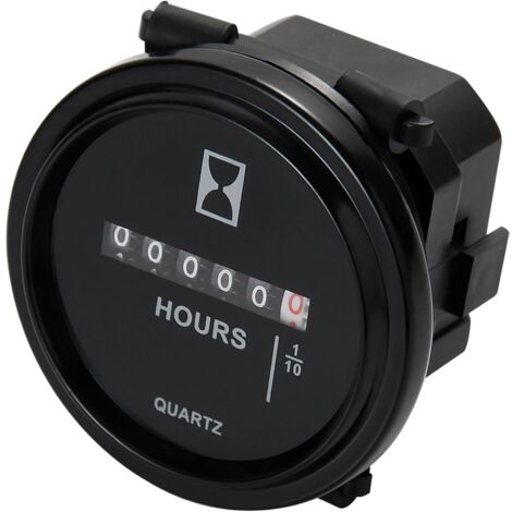 Compteur d'Heures Quartz DC 8-80V Étanche, Horamètre Mécanique Rond Moteur Bateau Tondeuse, Planification Maintenance Durabilité Équipement, Tracteur Excavateur UTV (1/5)