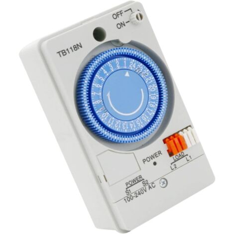 Minuterie Mécanique TB118N 24 Heures, Interrupteur Horaire Automatique 100-240V, Économie Énergie Planification Stratégique, Industriel Maison Éclairage, 13x8cm (1/5)
