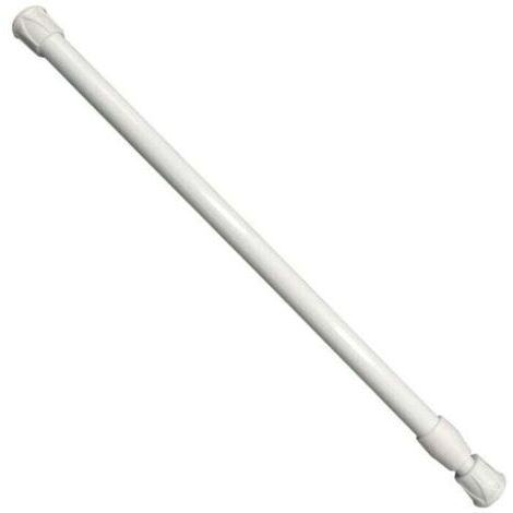 Barre rideau métallique télescopique 55-90 cm blanc, installation sans vis ni perçage, embouts transparents