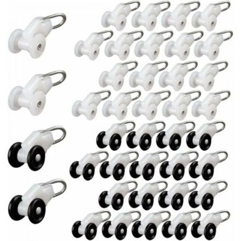Rouleaux de rideau 40 pièces, crochet poulie métal, glisseurs pour rails pergola, fenêtres et portes coulissantes