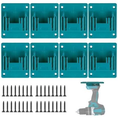 [Set de Supports Muraux Makita 18V] 8x Porte-outils Cyan Bleu ABS+PC pour Perceuse sans Fil