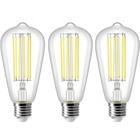 Lot de 3 Ampoules LED Vintage E27 ST64 8W Équivalent 80W Blanc Froid 6500K Non Dimmable (1/4)