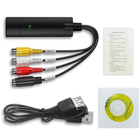 Convertisseur Vidéo USB 2.0 [Boîte de Capture] Adapter pour VHS/Magnétoscope/TV vers PC - Compatible NTSC/PAL/SECAM - Prise en charge Windows 7/8/10 (1/4)