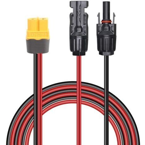 Câble Adaptateur Panneau Solaire vers XT60 12AWG 1.5m IP68 - Connecteur Femelle pour Power Station RV et Solar Generator (1/4)