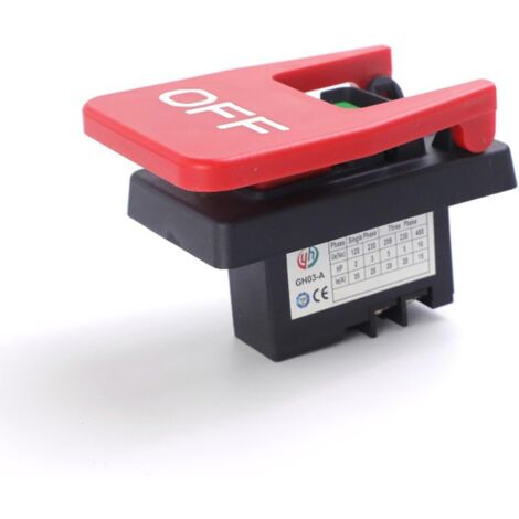 Ortviai Interrupteur Électromagnétique YH02-A KJD17B AC250V 16A, Bouton-poussoir Rouge Vert Sécurité Urgence, Réaction Urgence Sécurité Opération, 2000W (1/4)