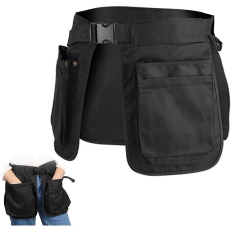 Ortviai Tablier de Jardinage Noir - Sacoche Ceinture Porte-Outils en Toile - Tablier Court de Travail avec Poches pour Dresseur de Chien, Jardinier et Coiffeur - Dog Training Apron Réglable (1/5)