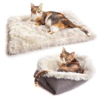 Lit pour Chat Chien, 2 en 1 Double Usage Panier pour Chat Coussin pour Chien Doux et Confortable Chaud Nid Chiot Panier Chat Moelleux, améliorer Le Sommeil