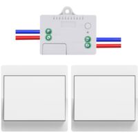 Kit combiné d'interrupteurs sans fil Sans pile, configuration à double commande / double interrupteur Kit d'interrupteurs sans fil pour l'éclairage domestique