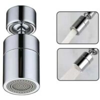 Aérateur de Robinet (Argent) - Embout pivotant 360°, 2 modes mousseur/jet puissant, économie d'eau 30-70%, filtre 4 couches, compatible M22/M24, cuivre haute qualité.