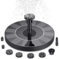Fontaine Solaire Flottante 6 Buses, Pompe à Jet d'eau 40cm pour Étang et Jardins sans Batterie