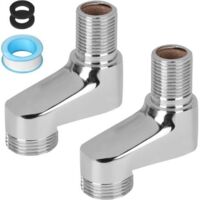 Lot de 2 raccords excentrés G1/2 à G3/4 en laiton, bras pivotant réglable 75-225mm, pour mitigeur bain douche, étanchéité professionnelle.