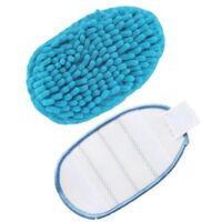 LOT DE 4 Patins Microfibre/Nylon Compatibles Steamitt™ FSHSMPA-XJ pour Balais Vapeur BLACK+DECKER Blanc/Bleu Lavables