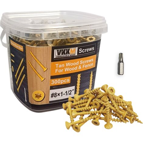 Vis à Bois Jaune, 300PCS 81-1/2" - Assemblage Menuiserie, Balcon/Jardin, Facile à Installer, Idéale pour Amateurs (1/5)