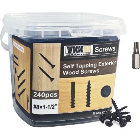Vis pour Patio Noire à Rainure, 240PCS 81-1/2 - Assemblage Bois Extérieur, Terrasse/Abri Jardin, Facile à Visser, Idéale pour DIY (1/5)