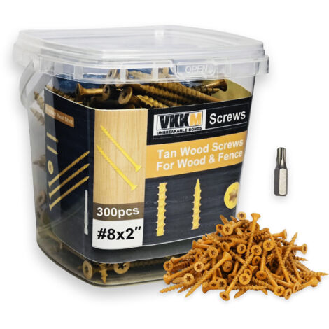 Vis à Bois Jaune, 300PCS 82" - Fixation Clôtures/Étagères, Extérieur/Intérieur, Revêtement Protecteur, Pour Bricoleurs & Professionnels (1/5)